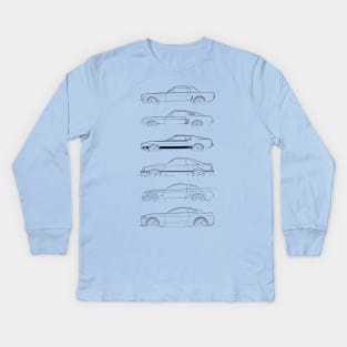 Evolution of the Ford Mustang - profile stencil, black Kids Long Sleeve T-Shirt